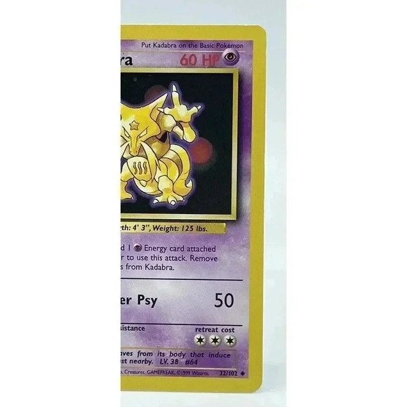 Kadabra 32/102 Unlimited Base Set Pokemon TCG WOTC Non Holo Vintage 1999 LP - Picture 3 of 6